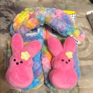Kids' Pink and Multicolor Bunny Slippers